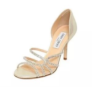 JIMMY CHOO Straits Metallic Leather D'Orsay Sandals  (Size 40 US 10)